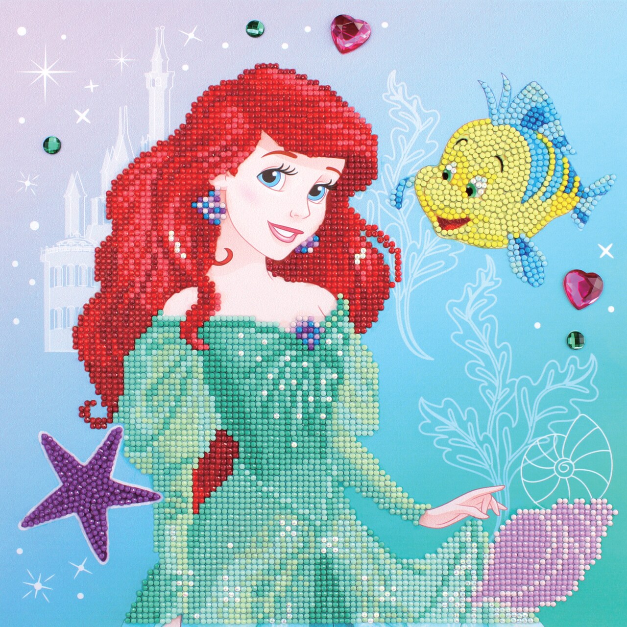 Diamond Dotz Disney Ariel Spirited The Little Mermaid Diamond Painting Kits for Adults - Diamond Art Kits a Relaxing Creative Craft Kit with Dotz Gems 12.6x12.6